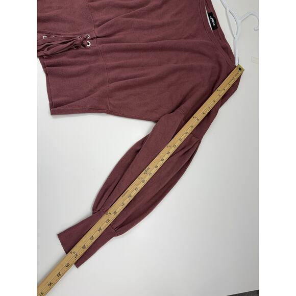 Express Womens Sweater Shirt Size Large Pink Long Sleeve Tie Detail Waist - Picture 8 of 10